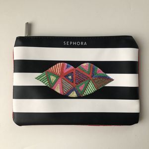 Sephora Stripes with Lips Cosmetic Bag Only